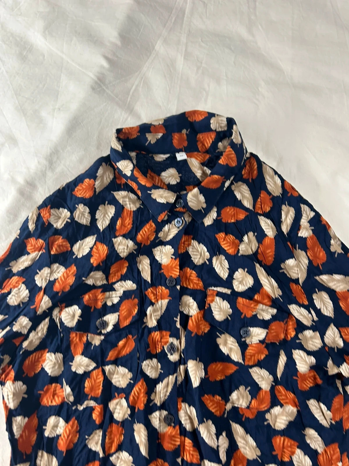 Hemd 100% viscose marineblauw met vintage patronen – photo 6